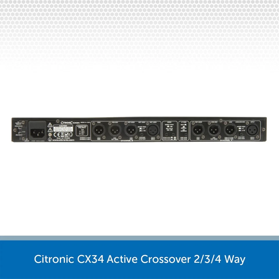 Citronic CX34 Active Crossover 2/3/4 Way Stereo Mono 19" Mono Install PA Band DJ - Image 3 of 4