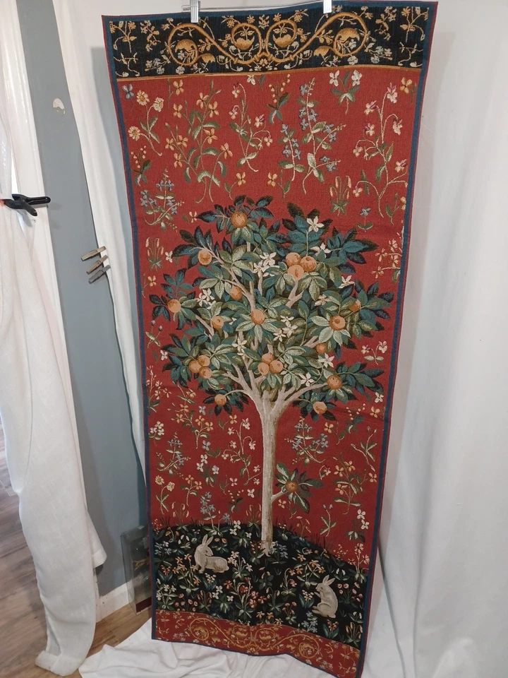 Tapiz francés árbol medieval naranjo colgante de pared de colección Foto 2 de 4