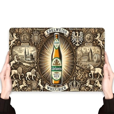 ''Edelweiss'' Vintage-Inspired Tin Metal Signs Rustic Bavarian Beer Decor, Easy to