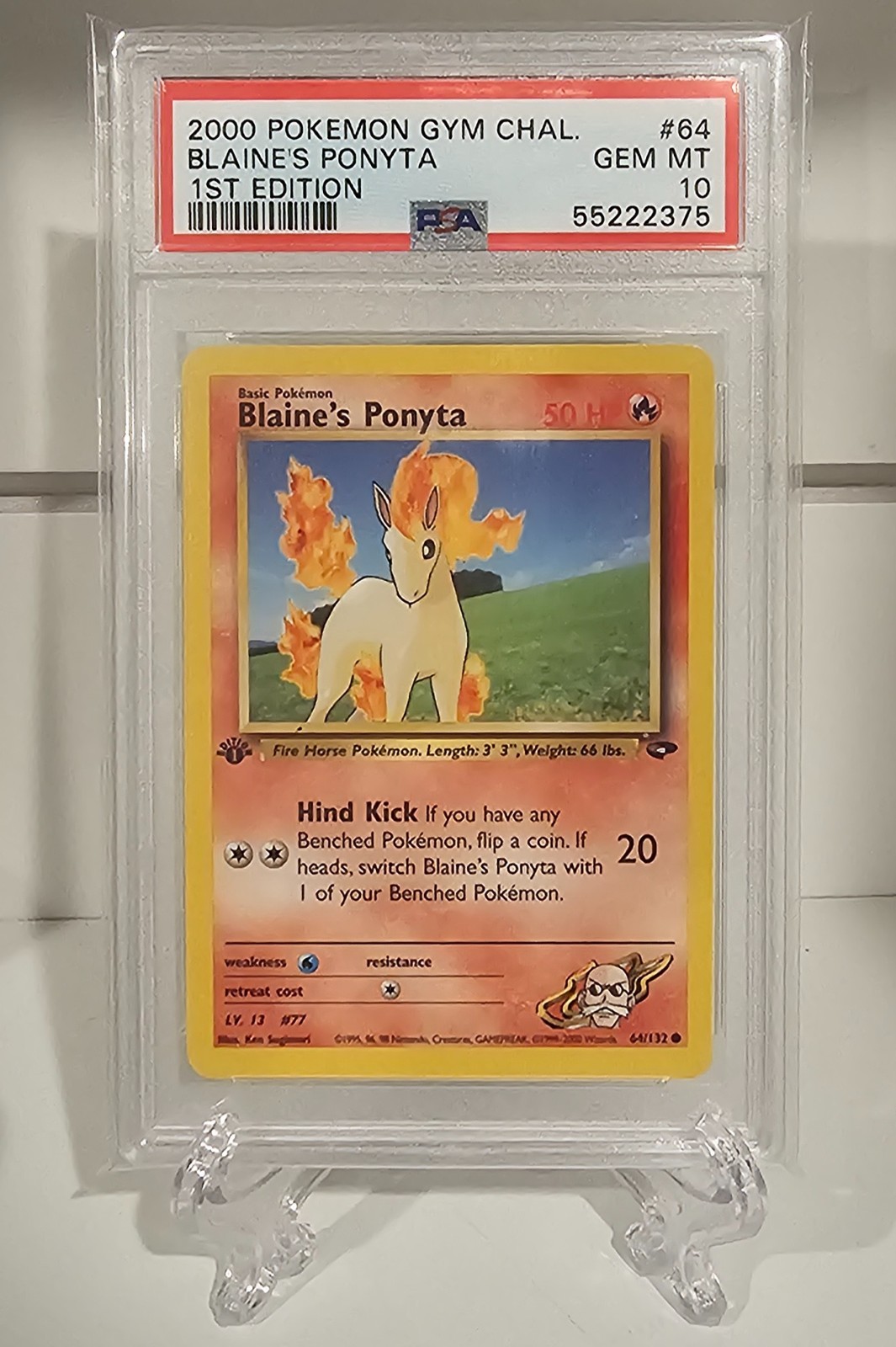 PSA 10 Pokemon Blaine's Ponyta #64 - 1st Edition Gym Challenge