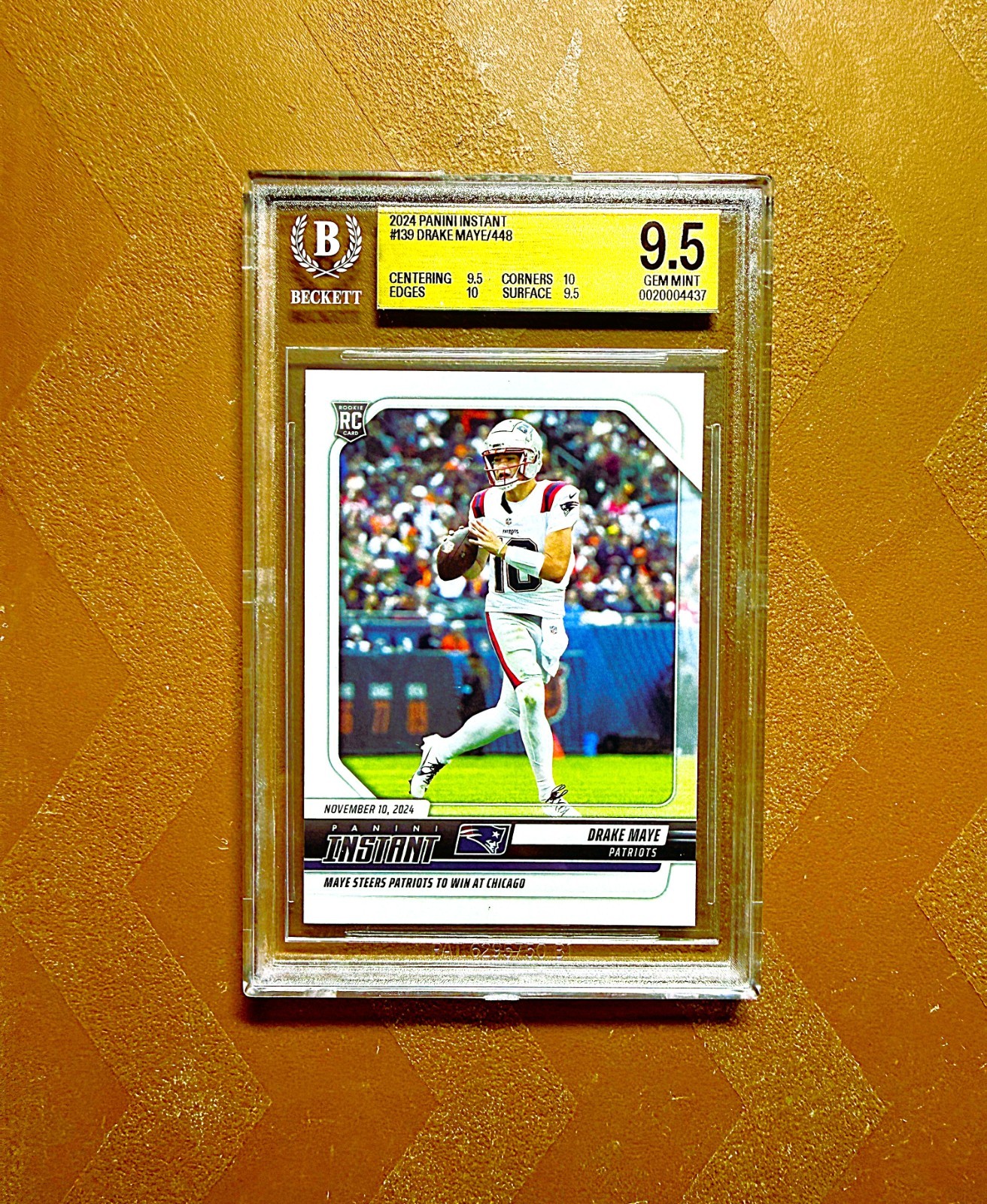 2024 Panini Instant Drake Maye RC #139 BGS 9.5 GEM MINT SP /448 VERY LOW POP!