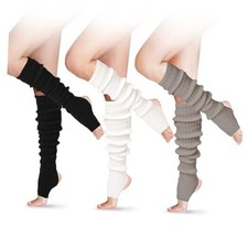 Long Leg Warmers for Women 24 Inch over The Knee One Size 3 Black, White, Gray