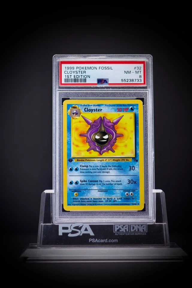 1999 Pokemon Fossil 1st Edition Cloyster 32 PSA 8 - Image 2 of 2