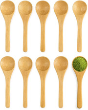 3700, Matcha Scoop Small Bamboo Tea Spice Salt Sugar Spoons 4 inch, Pack of 10