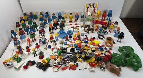Vintage Playmobil Large Toy Lot Over 50 People + Hats, Weapons, Animals & More!