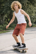 Abercrombie Fitch Boys Plaid Board Shorts Size 14 - Cotton Orange Red Drawstring
