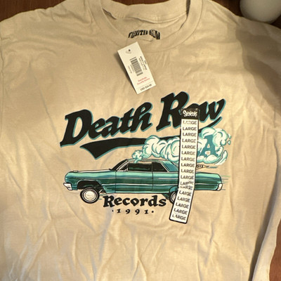 Death Row Records Beige Graphic Print Men's Regular Short Sleeve T-Shirt Large