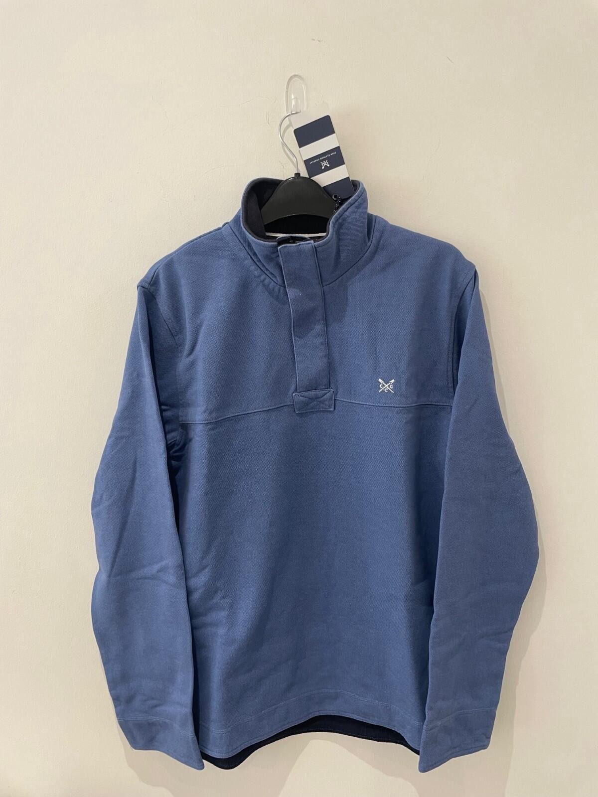 Crew Clothing Mens Padstow Cotton Pique Sweatshirt Size S Blue RRP £59 image 2