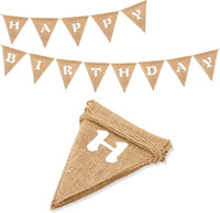 Leinen Happy Birthday Wimpelkette, Vintage Girlande Banner FüR Babydusche, Party