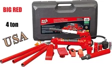 4 Ton Hydraulic Ram Auto Body Frame Repair Kit Storage Case, Big Red
