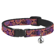 Cat Collar Breakaway with Bell Boho Mandala Purples/Oranges/Pinks NARROW Fits 8.