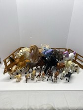 Lot Of 23 Toy Horse Figurines Toys W/ Fencing Accessories Random Assortment
