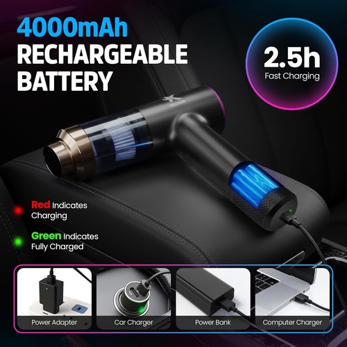 Handheld Car Vacuum Cleaner Dual Suction 7.5K & 12k Pa Portable Mini Blower - Picture 5 of 7