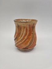 A Ruthanne Tudball Studio Pottery Footed Yunomi Tea Bowl / Cup, Salt Glazed.
