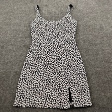 Abercrombie & Fitch Mini Skater Dress XS Floral Slit Tie Back Black Pink Modern