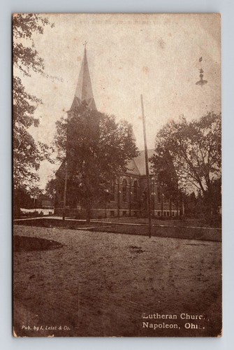 Napoleon OH-Ohio, Lutheran Church, Vintage Postcard