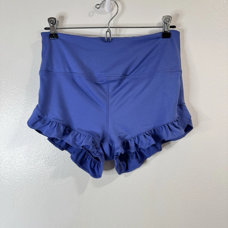 free-people-movement royal ruffle pull on mid rise active yoga shorts