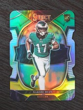 2022 Panini Select Green and Yellow Prizm Die Cut #80 Nakobe Dean Rookie Card. rookie card picture