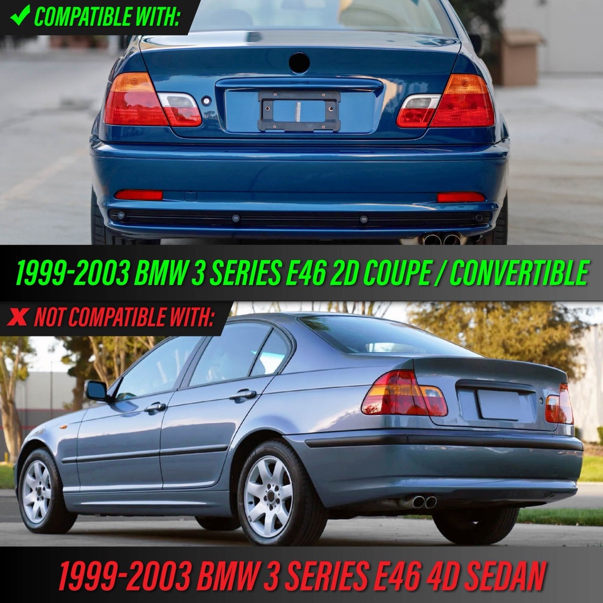 DEPO Clear Rear Bumper Reflectors For 99-03 BMW E46 3 Series 2