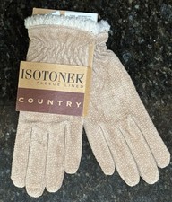 Isotoner Brown Taupe Country Women's Insulated Suede Backed Size Small Gloves
