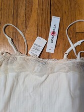 Cosabella Ivory Cotton Knit Camisole Lace Trim Adjustable Straps Women M