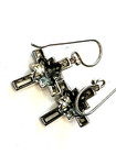 Sterling VTG NF Sea Opal Cross Dangle Earrings .75" L — photo 6