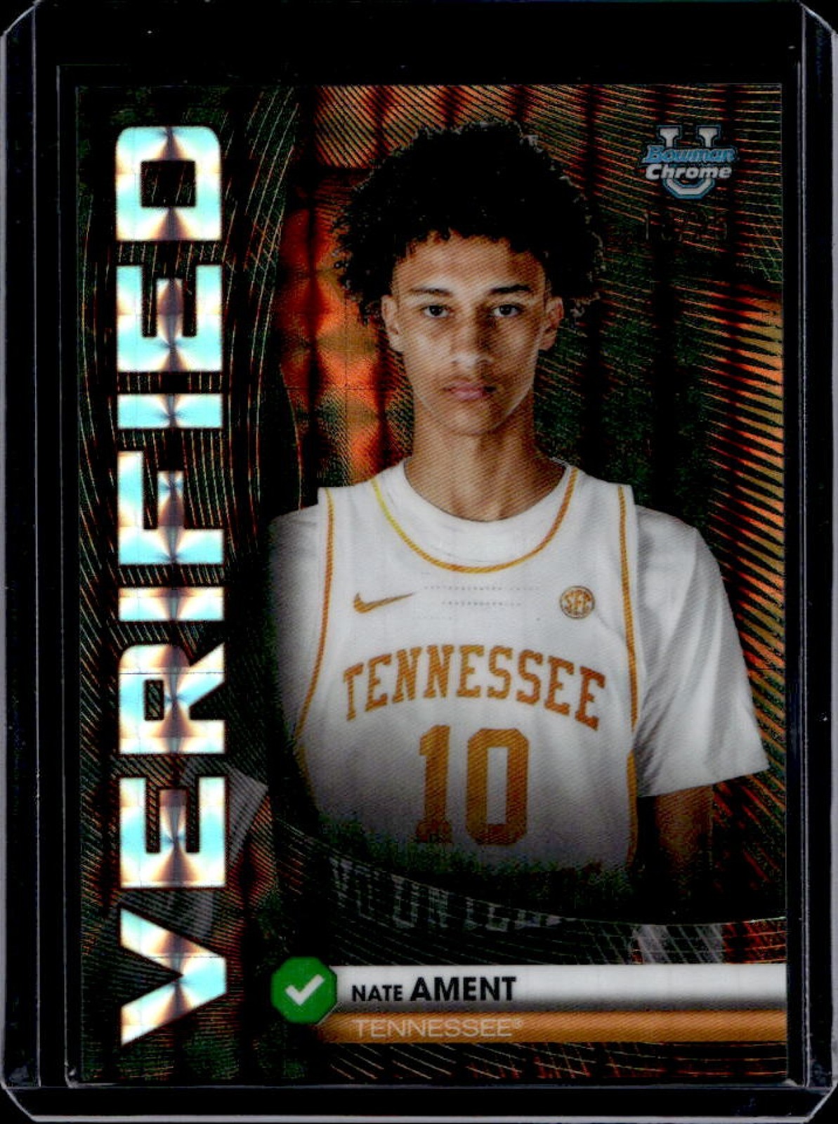2025-26 Bowman Nate Ament Chrome Verified Orange Geometric Refractor #/25