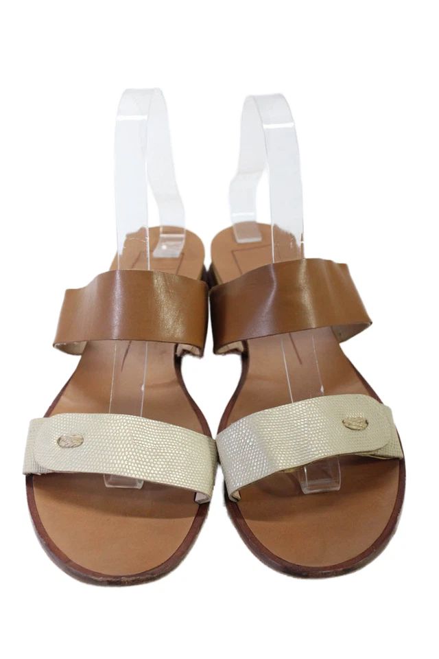 Женские кожаные текстурированные сандалии без застежек с двумя ремешками Dolce Vita коричневые размер 8,5 дюйма - Изображение 2 из 4