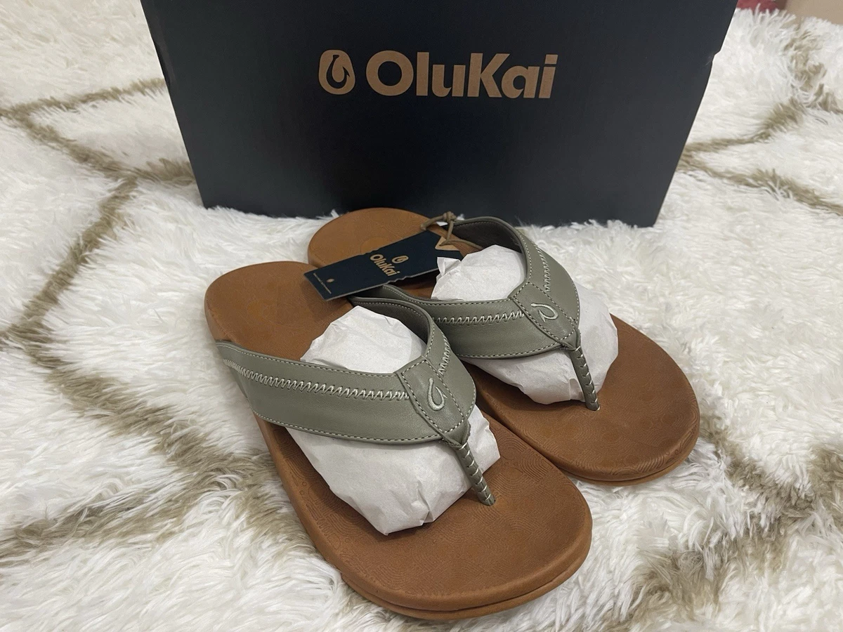 Olukai Mens HALU\'A Gray White Open Toe Slip On Flip Flop Sandals Size US 12 Amazon.com | OLUKAI Komo Men main image 3