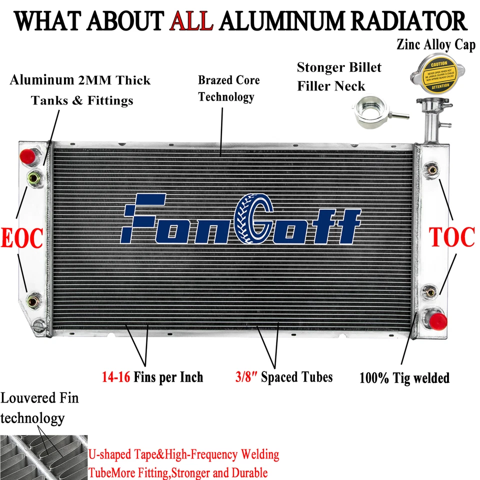 3 Row Radiato+Shroud Fan FOR 2004-2016 Chevrolet Express GMC Savana 2500/3500. Foto 2 de 4