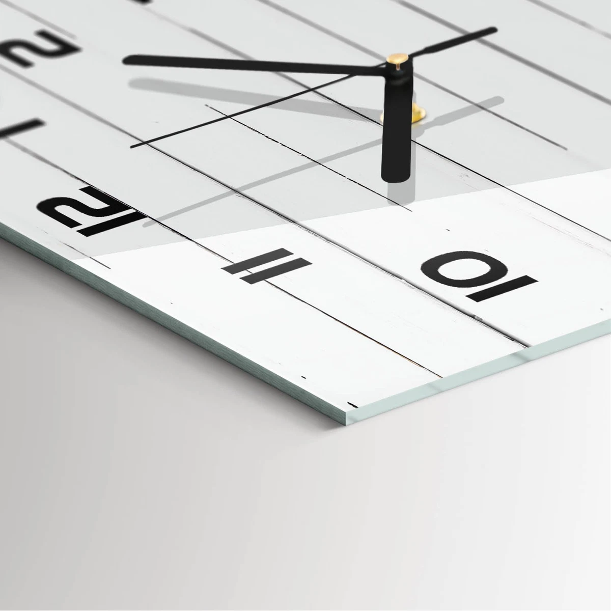 Reloj de Pared Rectangular Horizontal Diseño Elegante de Vidrio Bambú 60x30 cm