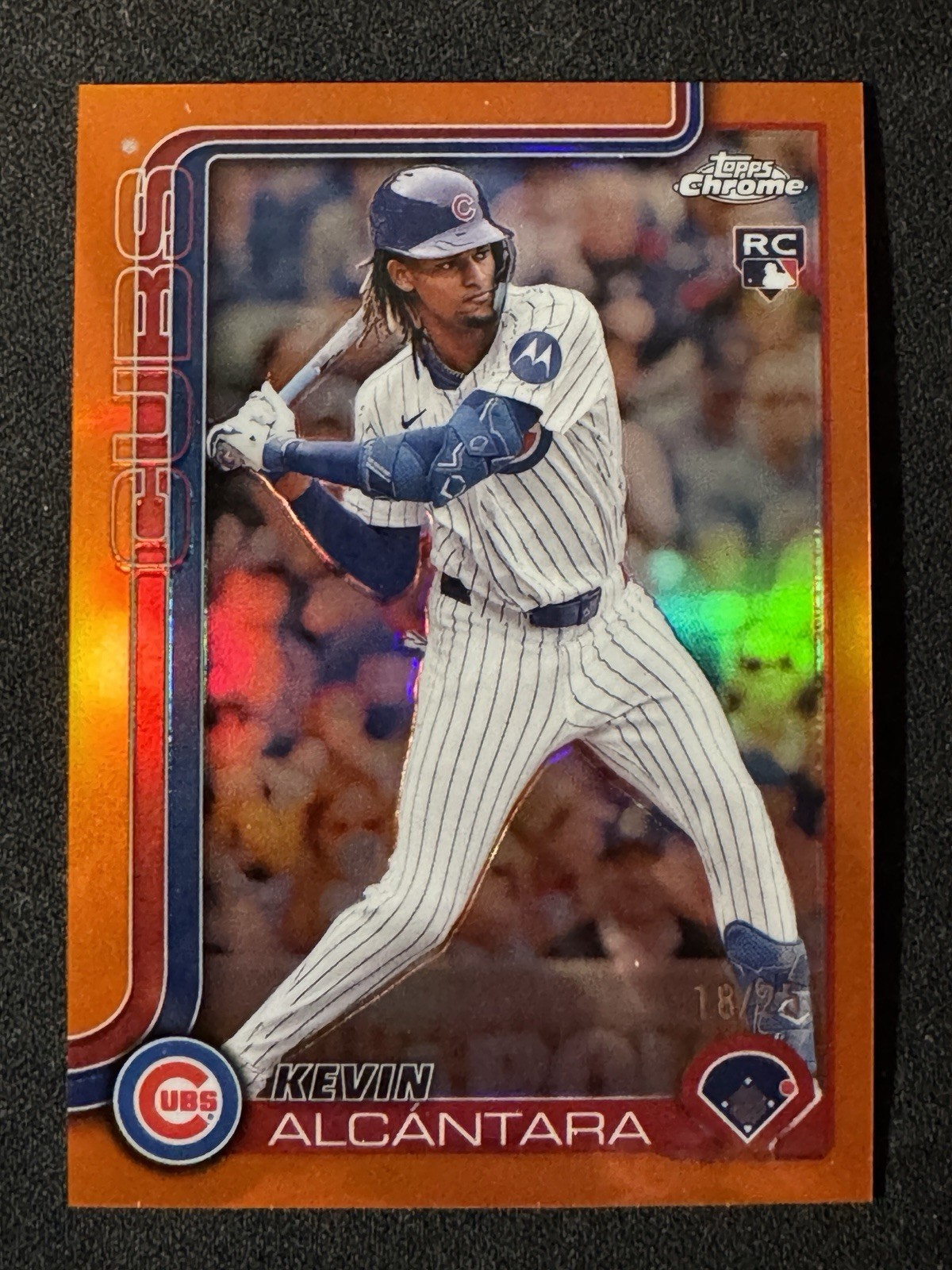 2025 Topps Chrome Orange Refractors #173 Kevin Alcantara RC Rookie #/25 Cubs