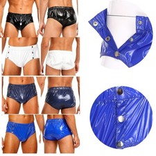 Mens PVC Wet Look Diaper Covers Special Needs Incontinence Briefs Underwear