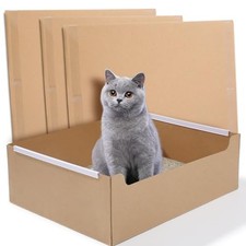 4-Pack Disposable Cat Litter Boxes, Foldable Waterproof Cardboard, Large 4 PCS
