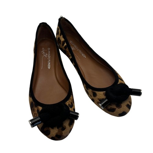 Donald J Pliner Women Sz 6 Flats Ballet Hair Leopard Print Knot