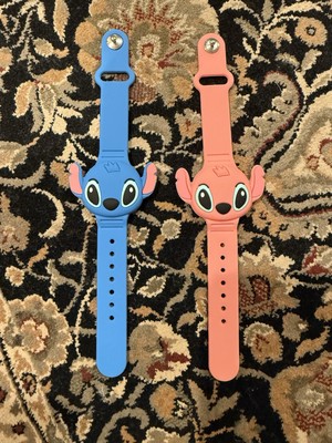 2 Pack AirTag Bracelet for Kids Waterproof Cute Cartoon Stitch Blue Pink NWT