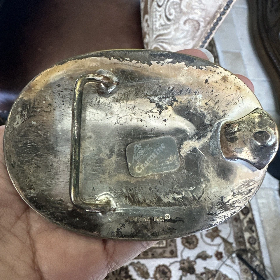 El Arturo Bronze Crumrine Belt Buckle 3.75" Cowboy Western Oval USA Made - Image 4 of 4