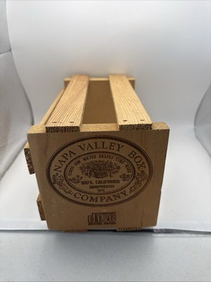 #ad Napa Valley Box Co Wooden Shelf Crate 20 CD Storage Rack Holder Vintage 1990s $24.88