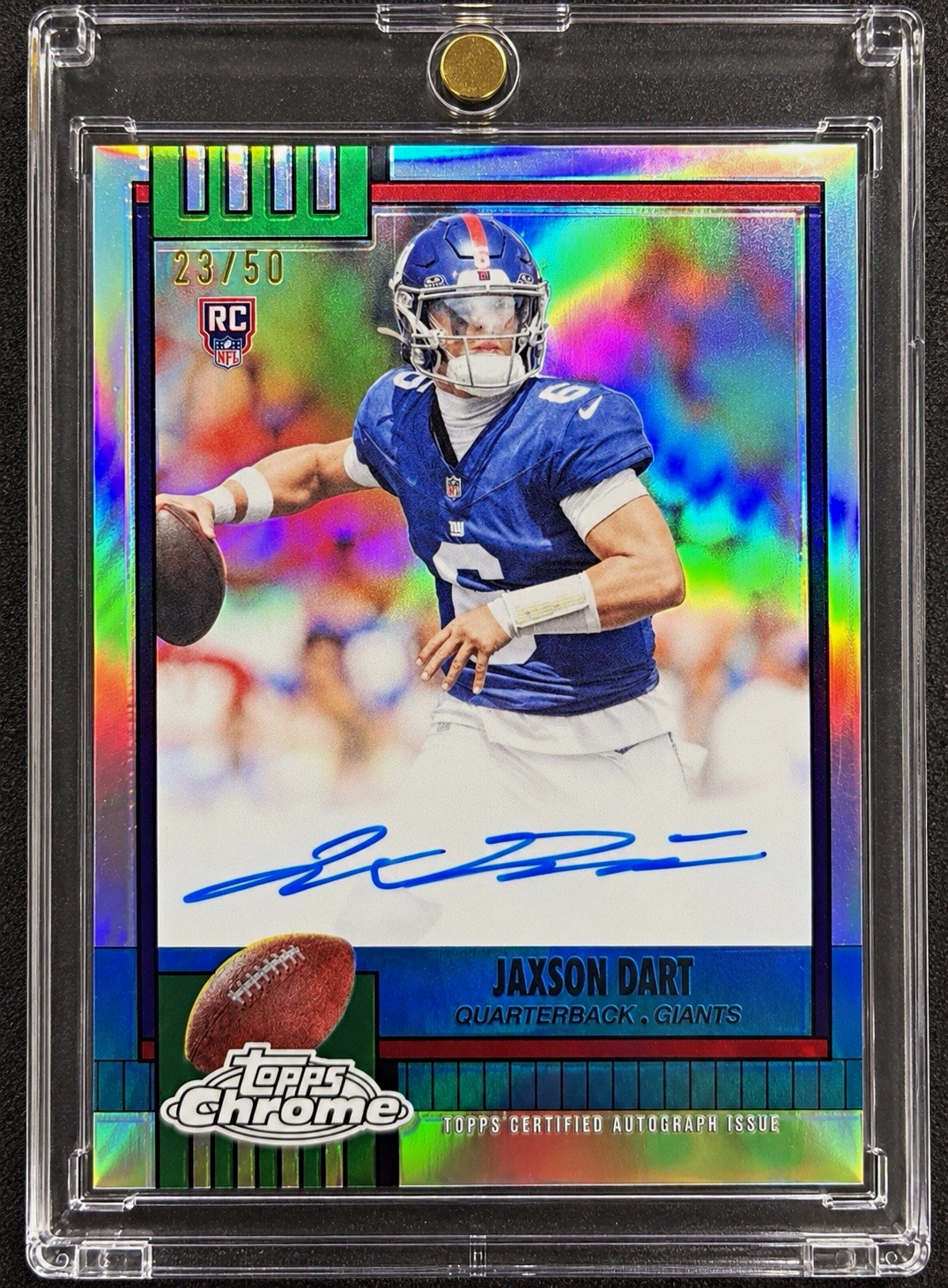 Topps Chrome 2025 Jaxson Dart RC Auto Topps FB  #1990-JD /50 **READ DESCRIPTION!