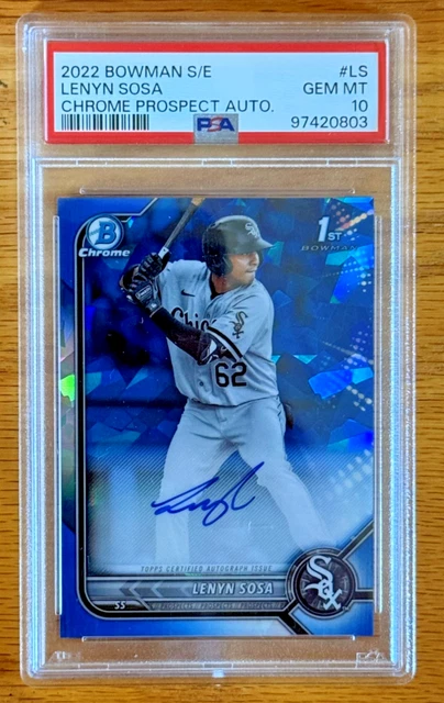 2022 Bowman Chrome Sapphire Lenyn Sosa 1st Auto PSA 10 White Sox #BSPA-LS