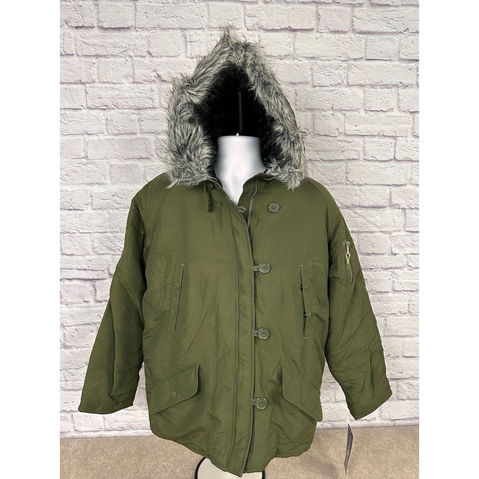 Chaqueta Parka Militar Jordan Craig Vintage Para Hombres Piel Verde Oliva Capucha Talla S Nueva con Etiquetas Foto 2 de 4