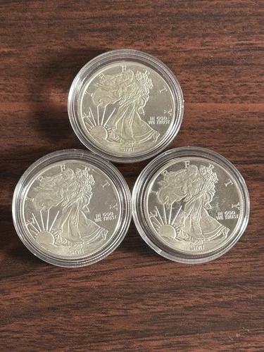 SMI American Eagle Silver Coins 1 oz 0.999 Fine Lot of 3 Uncertified