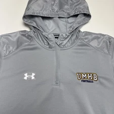 UMHB Mary Hardin Baylor Crusaders Football Gray Short Sleeve Hoodie Sz Medium
