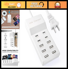 Multi-Port USB Charging Station - 6 USB-A  4 USB-C, 50W 10A Fast Charger for Ph