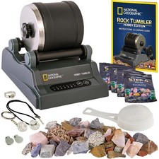 National Geographic Rock Tumbler Kit Includes Rough Gemstones 4 Polishing Grits