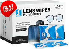 200 Lens Wipes Pre-Moistened Eyeglass Cleaner Camera Phone Lens Wipes - US