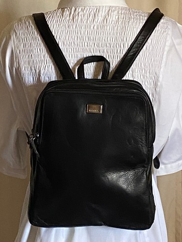 PERLINA Backpack Multi Zip Soft Leather Purse Bag Adjustable Buckle Straps (px