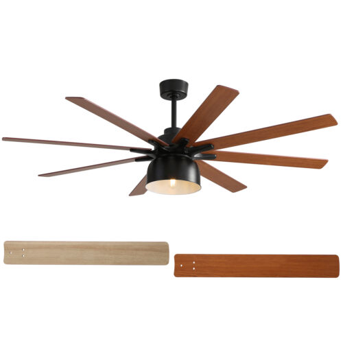 66 Inch Ceiling Fan With 6 Speed Wind 8 Dual Colors Blades Remote Control Revers