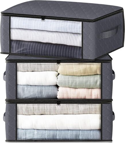 Storage 3-Pack Clothes Organizer Storage Bags Foldable Storage Box