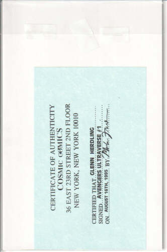 Avengers Ultraforce #1 firmado por Glen Herdling casi nuevo+ certificado de autenticidad de Cosmic Comics - Imagen 2 de 2